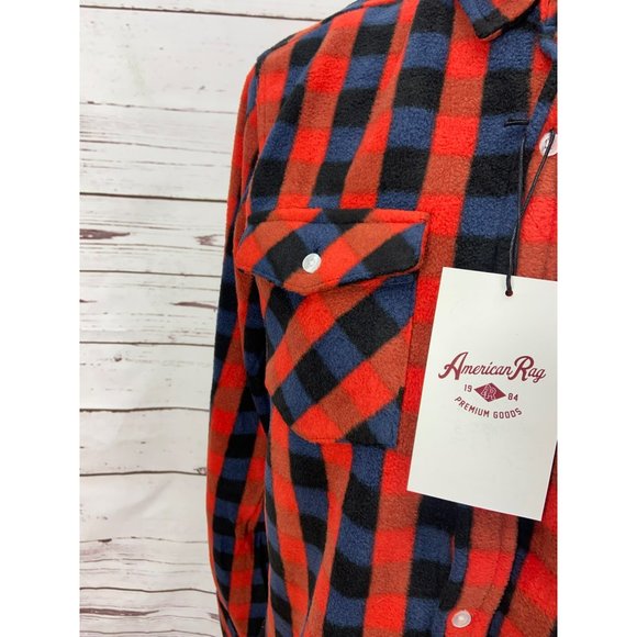 American Rags 1984 Premium Goods Blue Red Checkered Button Up Men’s Size Medium - Picture 5 of 8